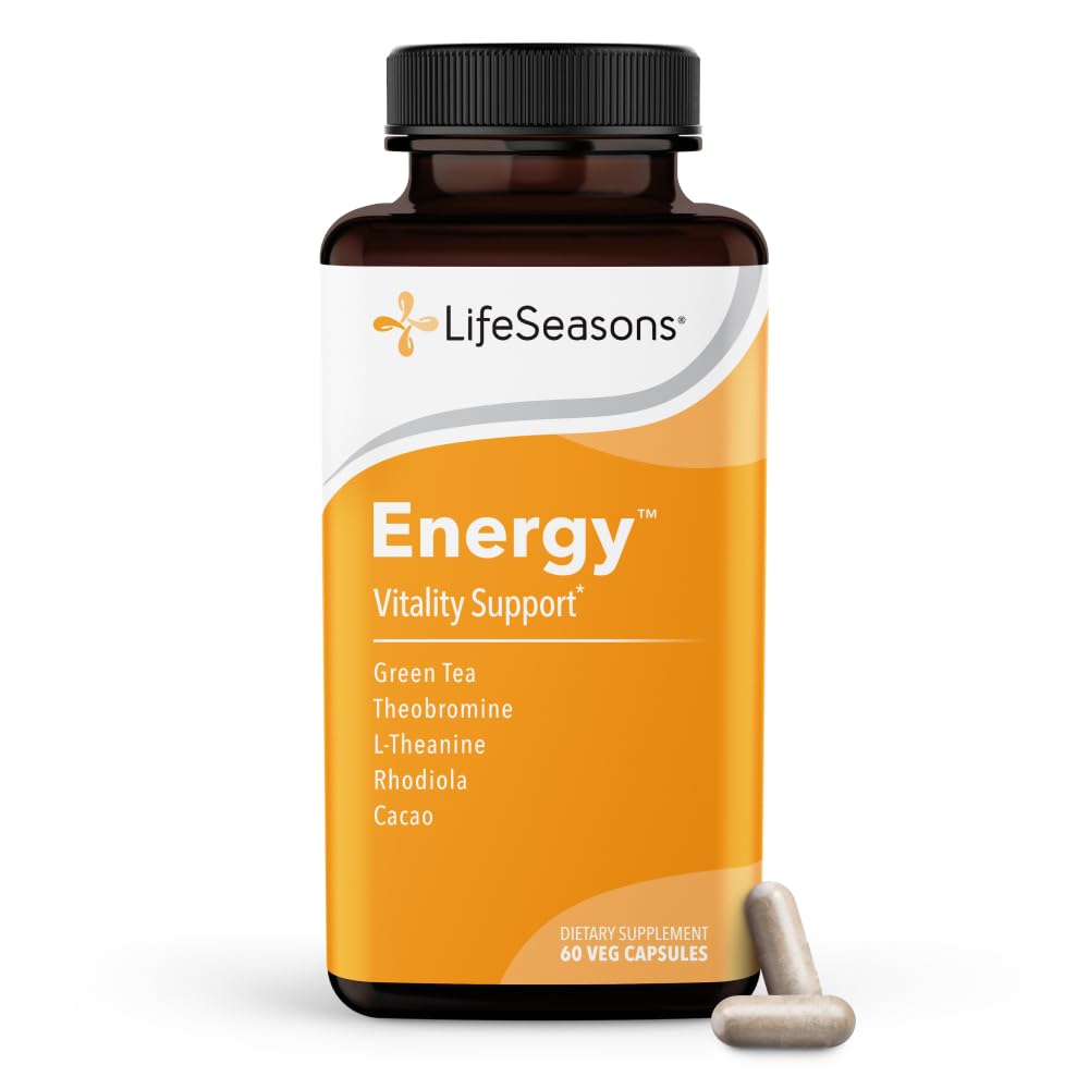 LifeSeasons Energy - Vitality Support - Energy Booster voor fysieke en cognitieve kracht - Geen Jitters - Verhoogt uithoudingsvermogen - Bevat groene thee en L-Theanine - 60 Tellen (pakket van 1)