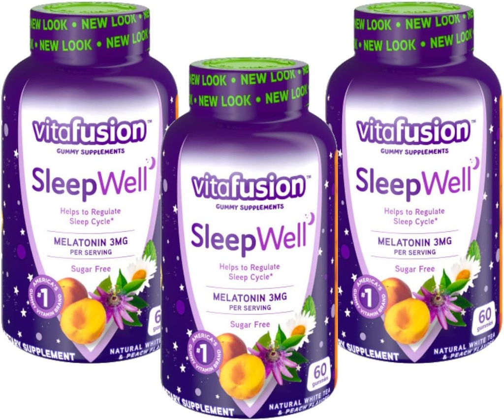 Vitafusie Slaap goed Melatonine Gummies Suikervrij, 60 Elke (3 Pack)