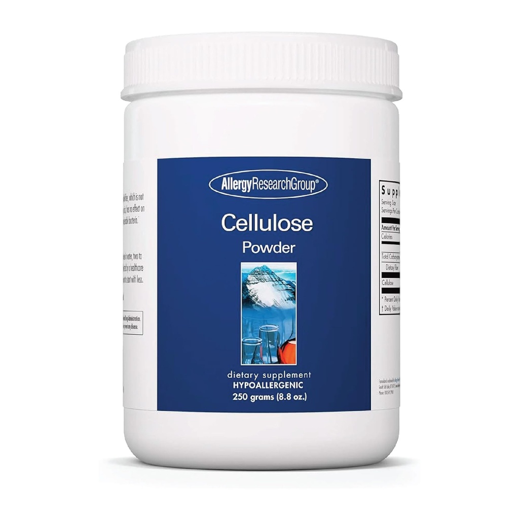 Allergy Research Group Cellulose Powder - Microkristallijne cellulose Powder, 2000mg Onoplosbaar Fiber Supplement, Poederd Cellulose, Niet-Fermenteerbaar, Hypoallergeen - 8,8 Oz