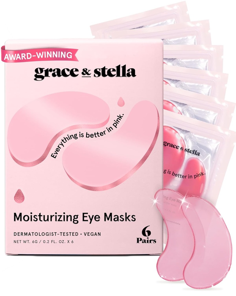 grace & stella Award winnen onder oogmasker - Donkere cirkels, puffy-ogen, Undereye Bags, rimpels - Gel Under Eye Patches - Gifts voor mam - Vegan Cruelty-Free Self Care (Pink, 6 Pairs)