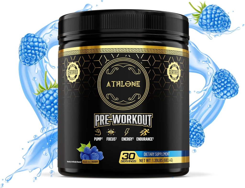 Voorbehandeling Poeder Blauw Raspberry Performance Blend- Energie met Cafeïne, L-Citrulline, Beta Alaline, Himalaya roze zout - Geen kunstmatige kleurstoffen (30 porties)