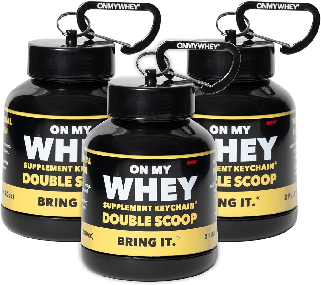 OMYWHEY Proteïnepoeder Container te gaan - Reizen Waterfles Funnel voor Mixes, Portable Pre Workout Supplement Containers & Dispenser Funnels, Mini Preworkout Supplementen Houder Keychain flessen