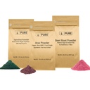 PURE ORIGINEEL INGREDIËNTEN Beetwortel, Spirulina en Acai Powder Bundle, diverse maten, niet GGO, kruidensupplementen