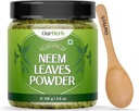 Neem Bladeren Poeder Natuurlijke oplossing voor puist-vrij Clear Skin & Silky Hair, ideaal voor gezichtspakketten, haarverzorging, en pigmenten ondersteuning met houten lepel 
