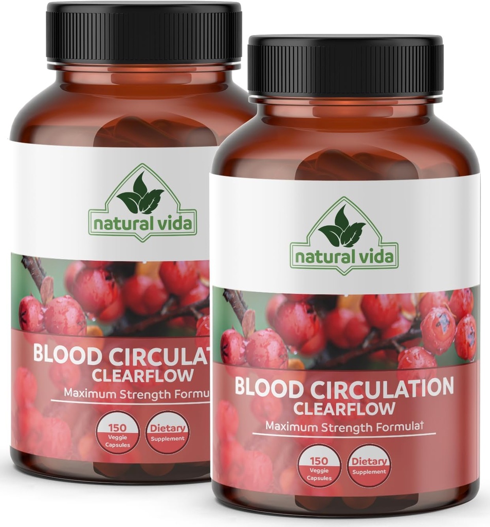 Bloedcirculatie 600mg Supplement - 300 Capsules - met Hawthorne, Ginger, Horse Chestnut, Butchers Broom, Cayenne, Diosmin