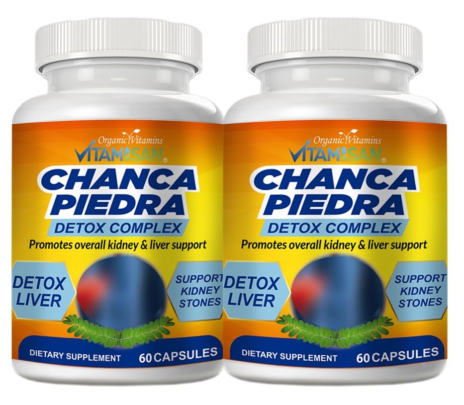 VITAMISAN 2 Chanca Piedra Stone Breaker Extract 1000mg Peruvian Gallstones Lever Nierondersteuning 120 Capsules Totaal 2 Flessen Flush Onzuiverheden Reinigingssupplement