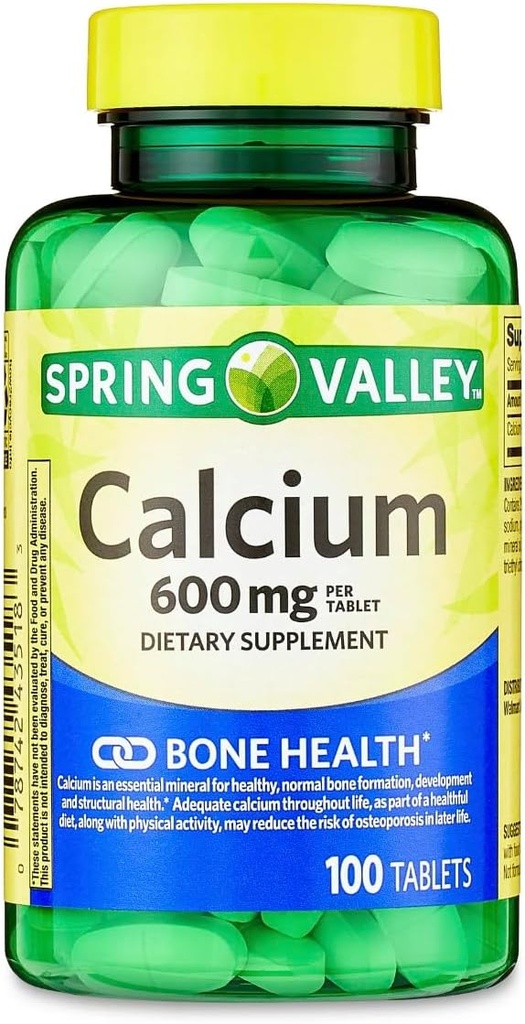 Spring Valley - Calcium 600 mg (verpakking van 2) 200 volledig gecoate tabletten