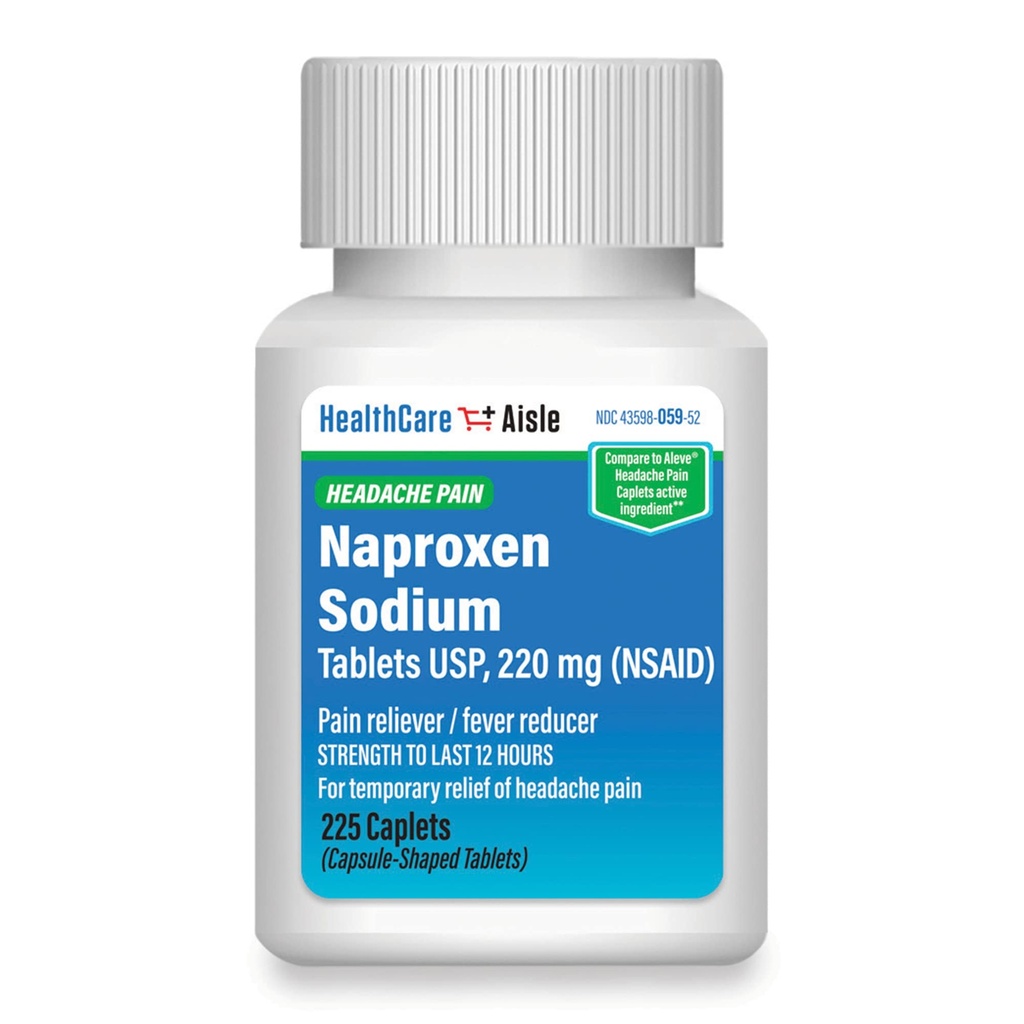 HemoglobineAisle Naproxen Natrium, 220 mg - 225 caplets - Hoofdpijn Relever, Tot 12 uur verlichting