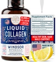 Geconcentreerde Liquid Collageen Peptides Supplement - 30.000mcg Gehydrolyseerde Liquid Collages voor vrouwen plus Biotine Hair, Skin, Nail Support - Sublingual Direct Drops of in Drinks - Natural Lemon Drink 2 oz