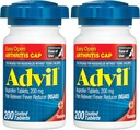 Advil pijnstiller en koortsreducer, pijnrelief Geneeskunde met Ibuprofen 200 mg voor gewrichtspijn, spierpijn en lichte Artritis pijnverlichting - 200 gecoate tabletten met gemakkelijke Open Artritis Cap