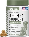 Alles in 1 Hondenvitaminen en Supplementen, 60 Zachte Kauw Multivitaminen met Glucosamine, Probiotica, Omega Visolie -voor huid, jas, hiep, Joint & Gut Health - Senior, Puppy, Grote en Kleine Honden