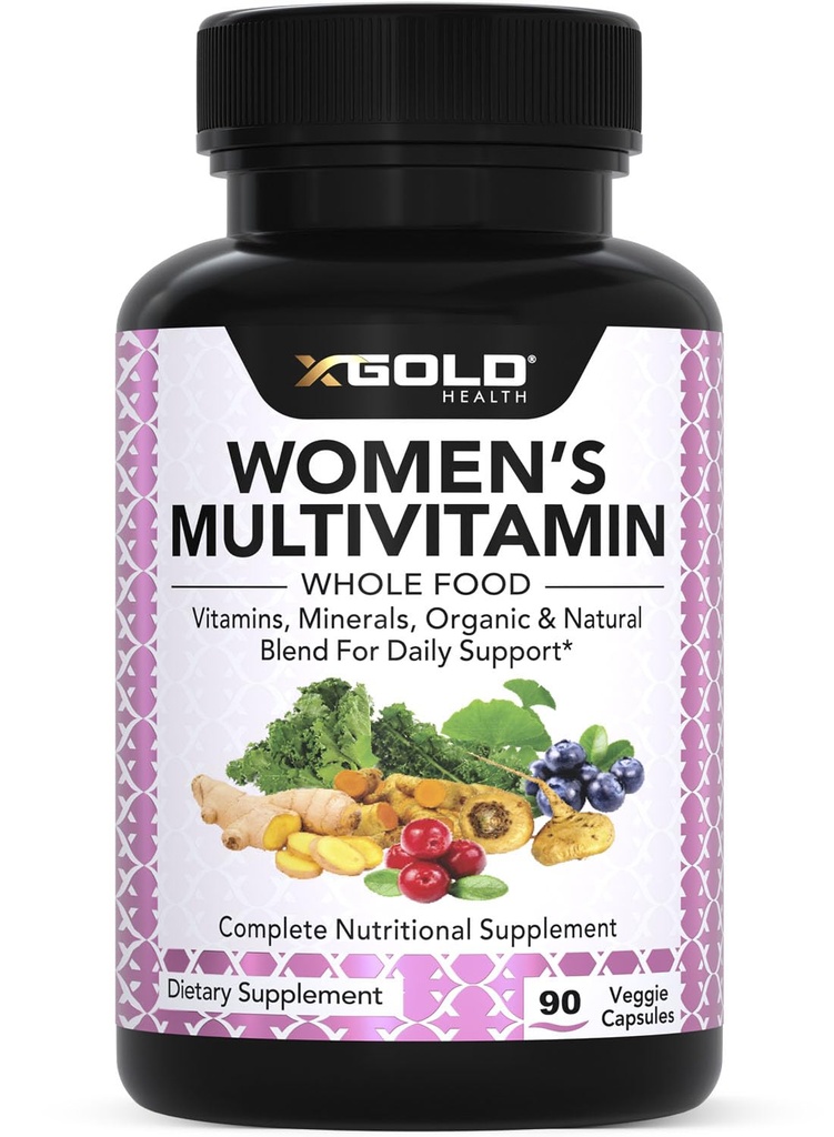 Veganistische vrouwen Dagelijkse Multivitamine 50 Plus met biologische WholeFood Based Natuurlijke Ingrediënten, Gember, Maca, Multi-Vitamine B Complex & More - Energie Ondersteuning, Immune System Booster - 90 Capsules