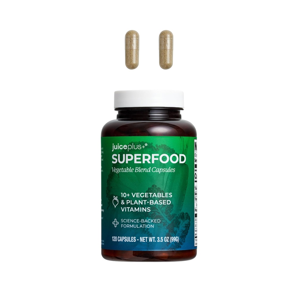 Juice Plus+ Plantaardige Blend: met Broccoli, Peterselie, Tomato & More - Plant-Based, Veganist, Gluten-Free, Non-GMO, Kosher - voor Hart, Immune, Cognitive & Skin Health - 1 Fles (60 porties)