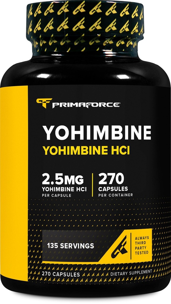 PrimaForce Yohimbine HCl 2,5 mg, 270 capsules - Premium Supplement, Boosts Performance, Zero Fillers, Non-GMO en Glutenvrij