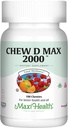 Maxi Health Chewable Vitamine D3 2000 IE Supplement - Delicious Natural Bubble Gum Flavor - Ondersteunt Calcium Absorptie, Immune en Bone Health bij volwassen vrouwen, mannen, kinderen en peuters - 100 Kauwen