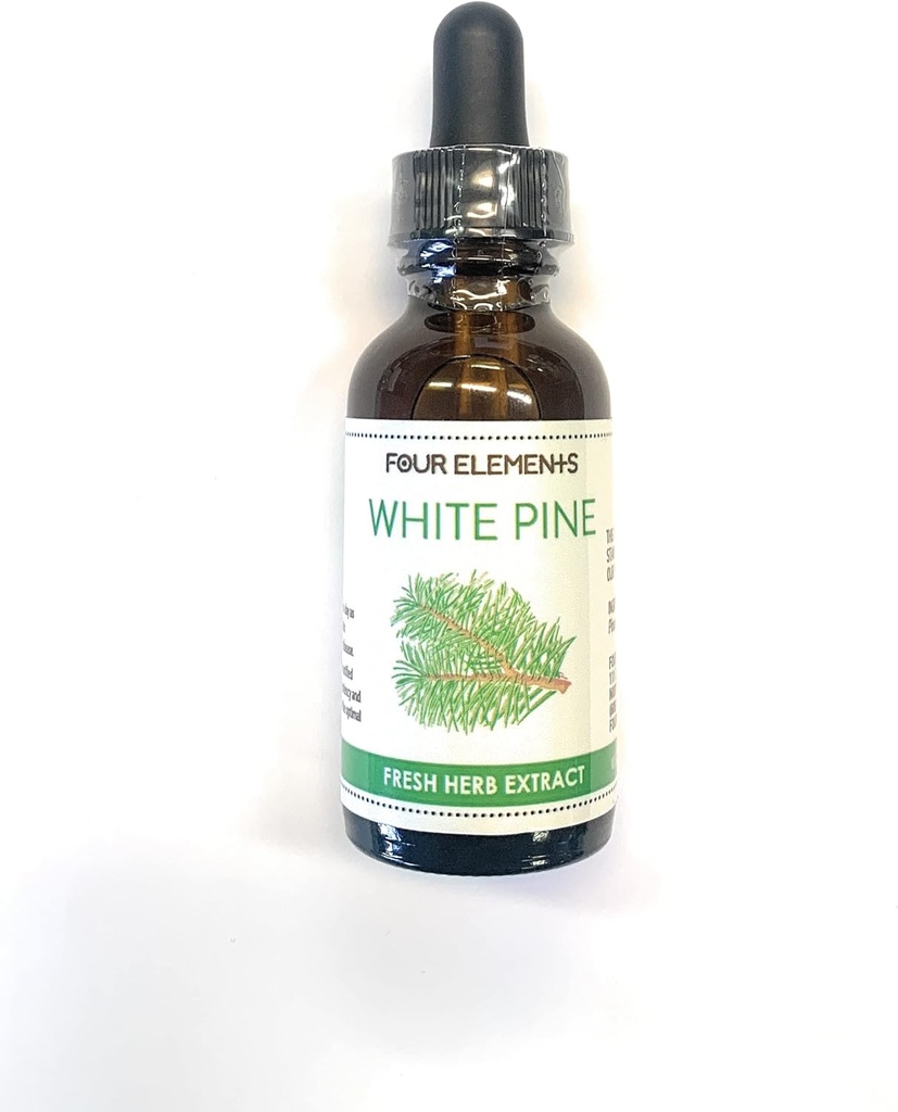 Four Elements 4E White Pine Tinctuur, 100% Certified Fresh Organic Herb Extract, 1 FL OZ