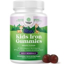 Kinderen Iron Gummies - Blood Builder Iron Supplements for Kids with Gentle for Strenger Immunity & Energy - Vitamine B12, Folaat & Vitamin C Gummies - Vegan GMO & Glutenvrij voor peuters - 90 Tel.