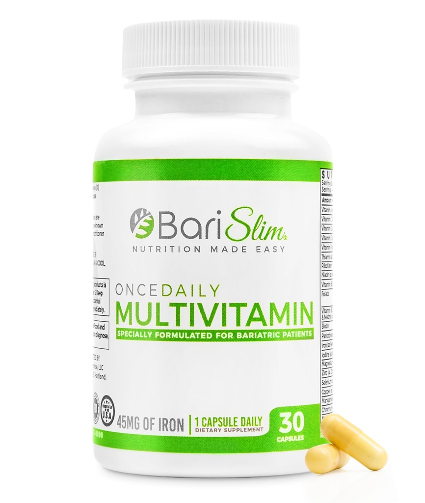 BariSlim Once Daily Bariatric Multivitamine Capsule - 45mg Iron - Bariatric Vitamine & Supplement for Post Bariatric Surgery Incl. Gastric Bypass & Gastric Sleeve 30-Day Supply