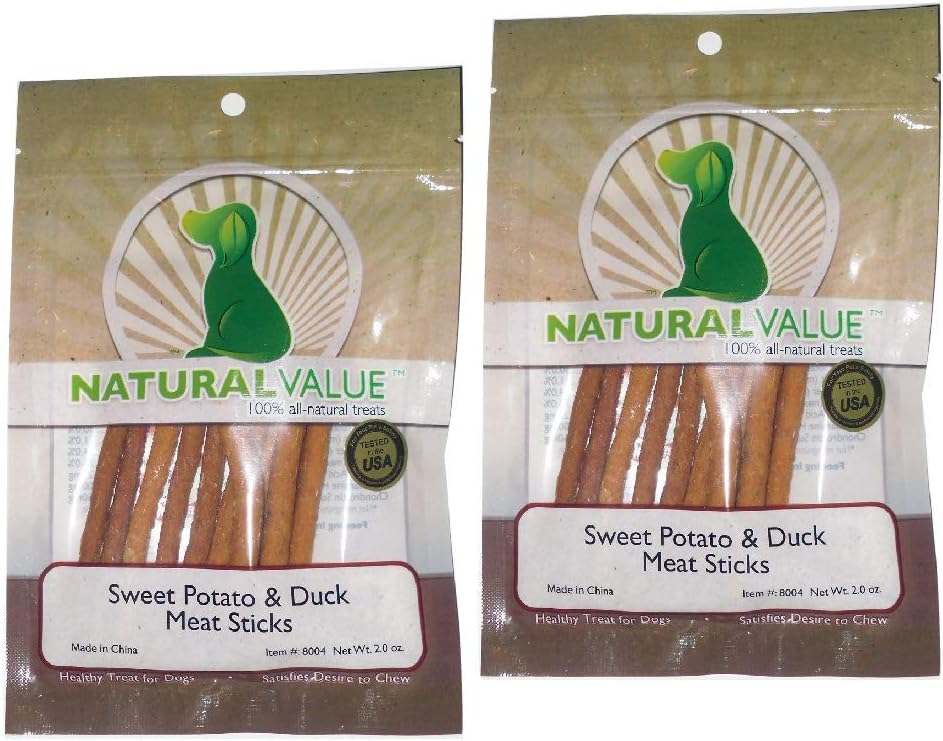 Natuurlijke waarde Sweet Potato & Duck Soft Chew Meat Sticks Bevat Glucosamine & Chondroitin voor Hip & Joint Health(Dit is een 2 Pack)