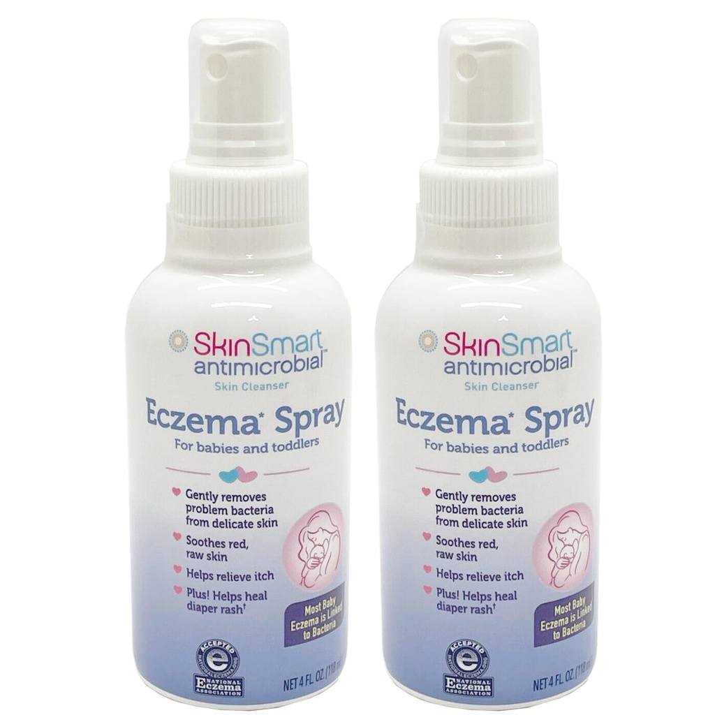 SkinSmart Eczema Spray for Babies and Toddlers, Removes Bacteria so Skin Can Heal, 4 Ounce Spray (Pack of 2) Safe for Delicate and Raw Skin