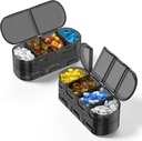 Wekelijkse Pillen Organisator Reizen, 2/3/4 keer per dag, Dubbelzijdig Openingsontwerp, Portable Pillen Box voor het opslaan van visolie / Medicatie/Vitaminen / Complementen (2PC zwart)