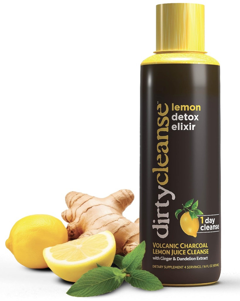 Lemon Detox met vulkanische Charcoal met gember en paardenbloem Extract, 4 porties