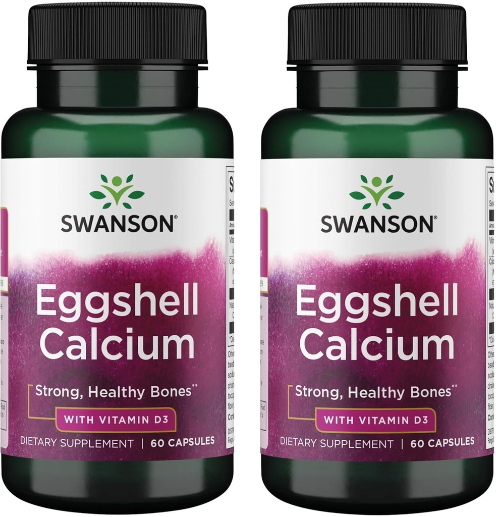 Swanson Eierschaal Calcium met vitamine D-3 60 capsules (2 verpakkingen)