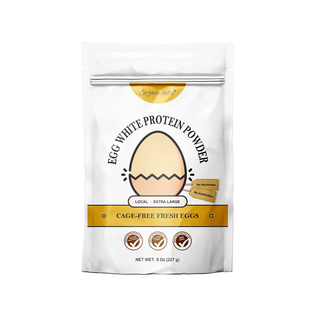 Orgnisulmte Egg White Protein Powder 8 Oz, Pasteurized Gedroogde Egg Whites Protein, Glutenvrij, Non-GMO, Unflavored, Free Range High Whip for Baking, Desserts 227g