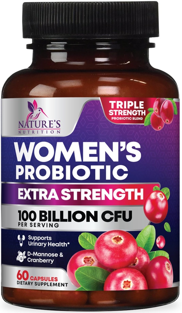 Probiotica voor vrouwen Digestieve gezondheid Ondersteuning - 90 miljard CFU Vrouwen Probiotica, 16 Strains, Cranberry, Vaginale Probiotica met Prebiotica, PH, Immune, Urinaire, & Vrouwelijke Gezondheidsondersteuning, 60 Capsules
