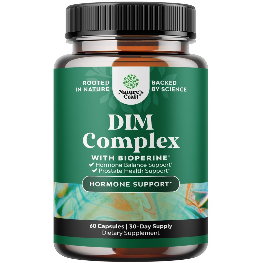 Pure DIM-supplement voor mannen met bioperine - DIM Estrogen Blocker voor mannen voor hormoonbalans en prostaatgezondheid - diindolylmethaan testosteroncomplex met Broccoli Florets - 60 capsules