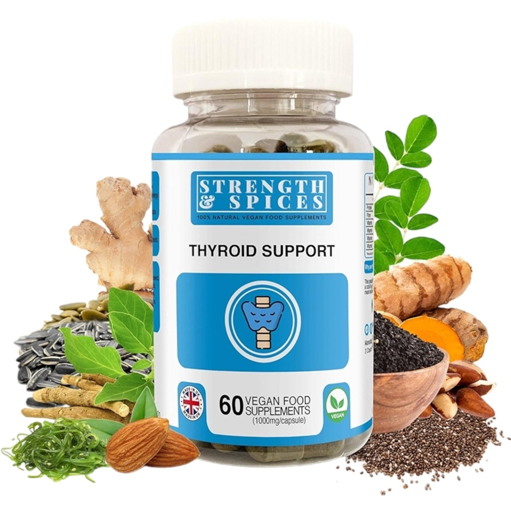 Strength & Spices - Thyroid Support, Jodium Supplement met Maca Root, Sea Kelp, Brazilië Noten en Ashwagandha, 60 Capsules
