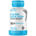 Nutri R Alpha Lipoïnezuur 600 mg Capsules - R Lipoïnezuur gestabiliseerd met Biotine - Actieve vorm van R-ALA - 600 mg Klinische dosering - Krachtige Cellular Energy Support - 60 Vegan Capsules - RALA