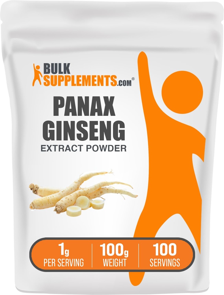 BulkSupplements.com Ginseng Root Extract Powder - Panax Ginseng Supplement, Herbal Supplement - Vegan & Gluten Free, 1g per portie, 100g (3,5 oz) (pakket van 1)