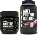 NutraBio Creatine Monohydraat, Unflavored, 150g en Wei Proteïne Isolaat, Chocolade Dipped Macaroon, Supplement Bundle - Spierenergie, Lean Spiergroei, Herstel, en sterkte