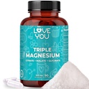 Love You Triple Magnesium Complex – 300mg per Serving, Premium Magnesium Glycinate, Citrate & Malate – High Absorption for Muscle, Nerve & Sleep Support, 90 Veggie Capsules