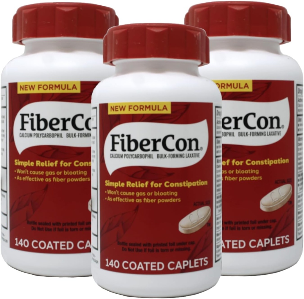 FiberCon Fiber Therapy voor Regularity, Caplets, Value Size 140 caplets (pack of 3) door Fibercon