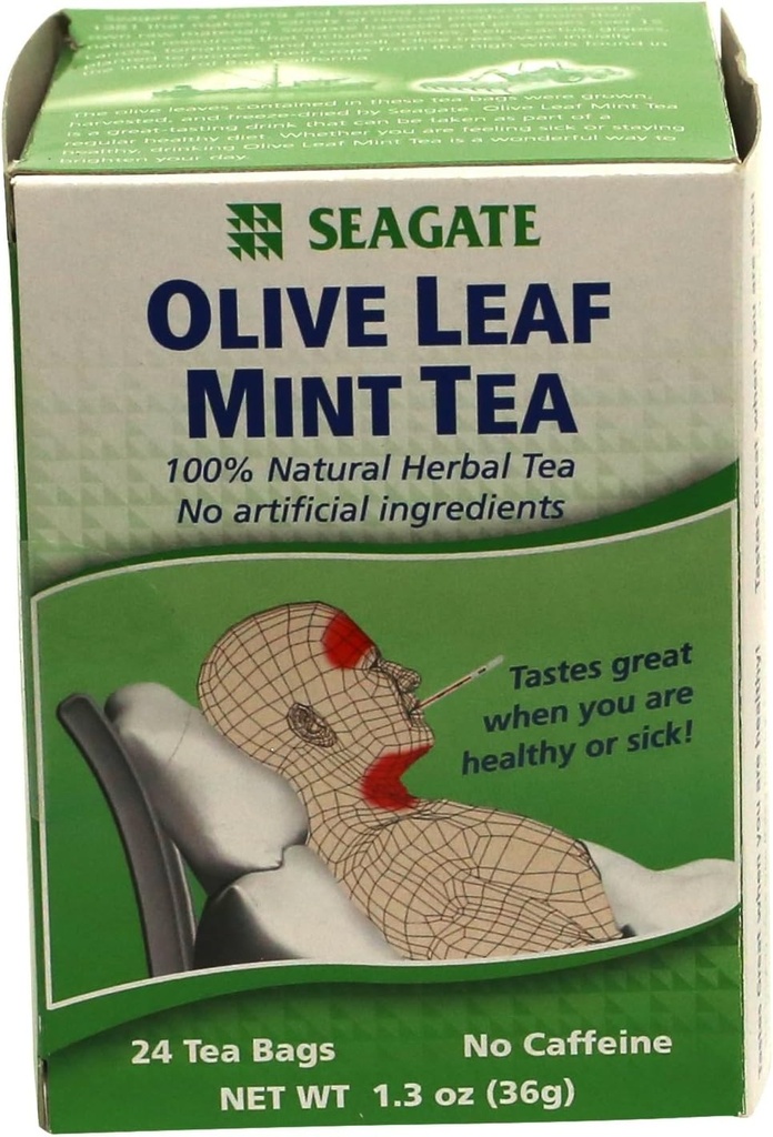 Seagate Producten Olijfblad Kruidenmunt Tea 24 Tellen (verpakking van 1)