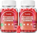 Magnesium Potassium Gummies, Muscle & Heart Health, Leg Cramps and Sleep, Potassium Supplements Vegan Gummy Non-GMO Gluten Free 60 Gummies-2 Pack, Raspberry