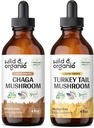 Wild & Organic Chaga Mushroom Tinctuur 4 fl oz & Turkey Staart Paddestoel Tinctuur 4 fl oz