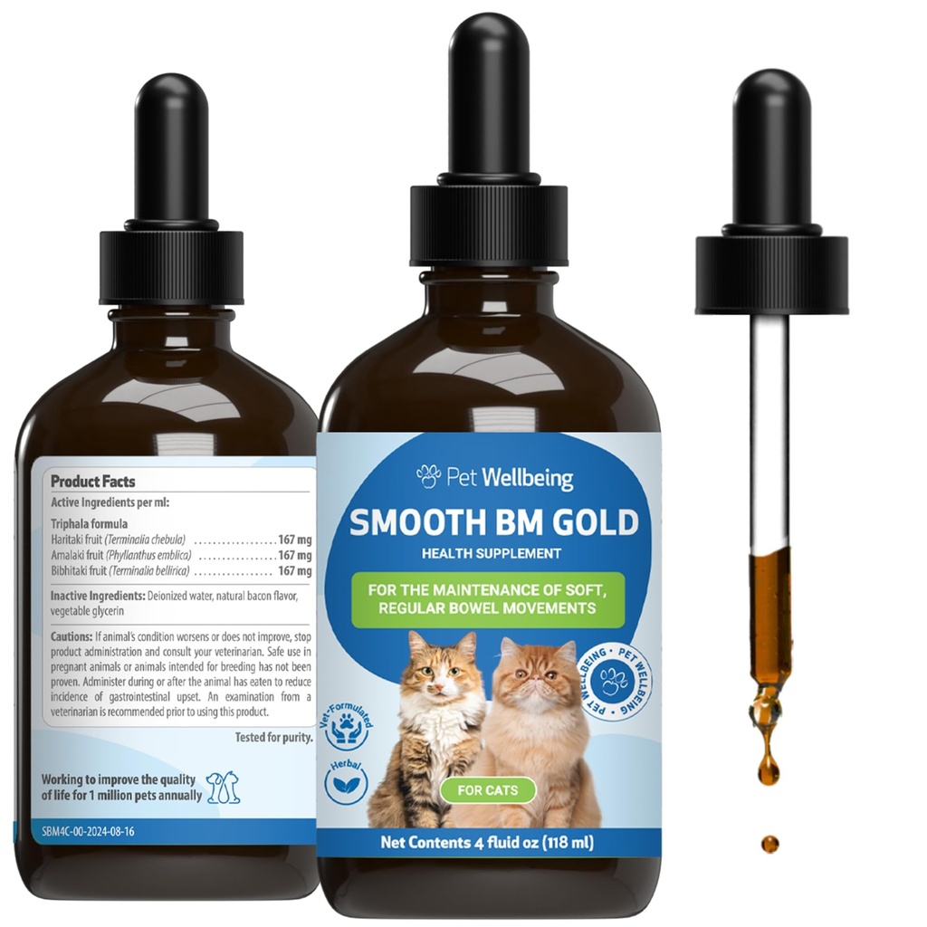 Pet Wellbeing Smooth BM Gold for Dog & Cats - Constipatierelief & Stool Softener, ondersteunt gezonde Bowel Movements - Natural Herbal Supplement 4 oz (118 ml)