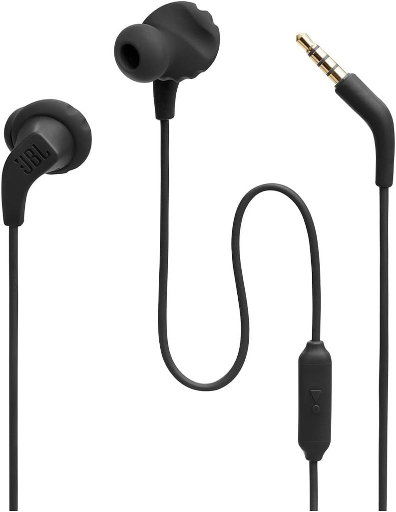 JBL Endurance Run 2 Wired - Waterproof Wired Sports in-Ear Headphones, Pure Bass Sound, Hands-Free Calls, Never Hurt. Val nooit uit.
