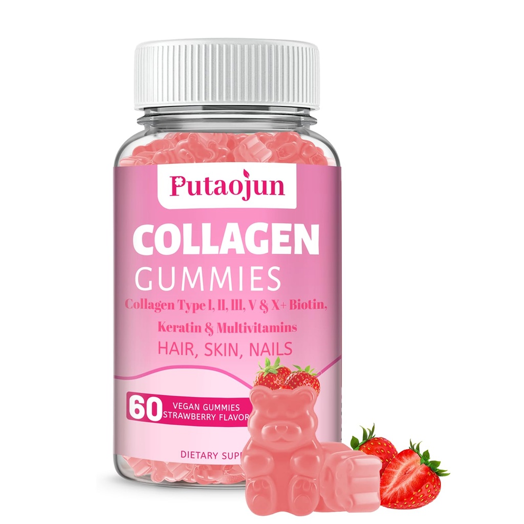 Collageen Gummies Haar, Huid & Nails Gummies met Biotin Vitamine C, E, & Zink 