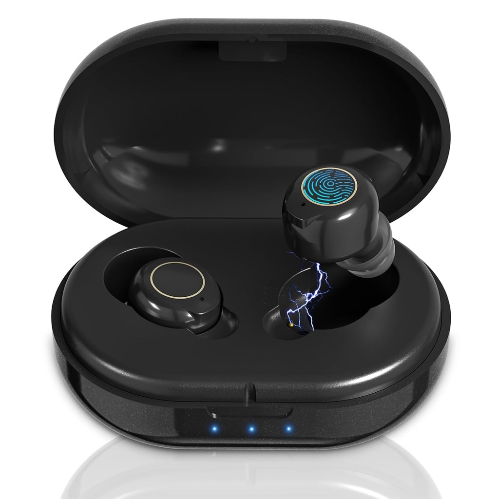 Hoortoestellen voor senioren gehoorverlies, oplaadbare hoortoestellen met geluidsannulering, gehoorversterkers met Oval Charging Case, Black