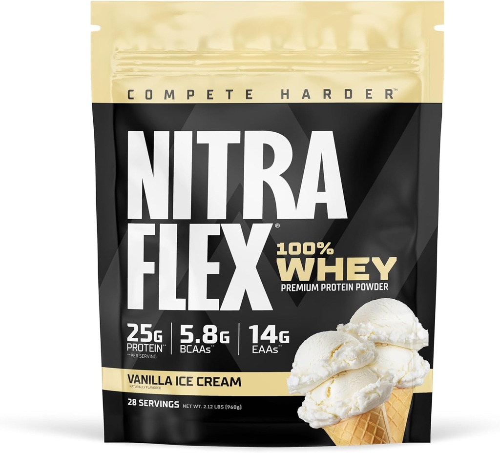 GAT SPORT Nitraflex Vanille Wei eiwit, geladen BCAA's, EAA's, voor mannen en vrouwen Reocvery, 2 lbs.