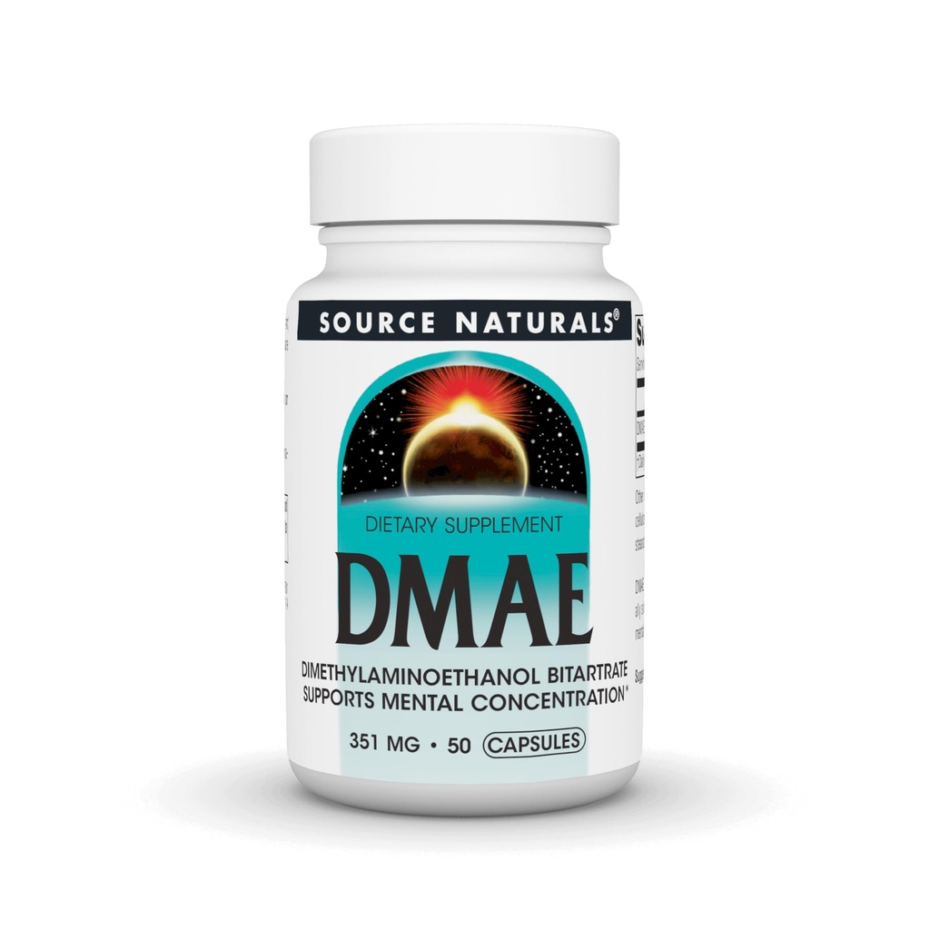 Bron Naturals DMAE, Dimethylaminoethanol Bitrate - Ondersteunt mentale concentratie - 50 capsules