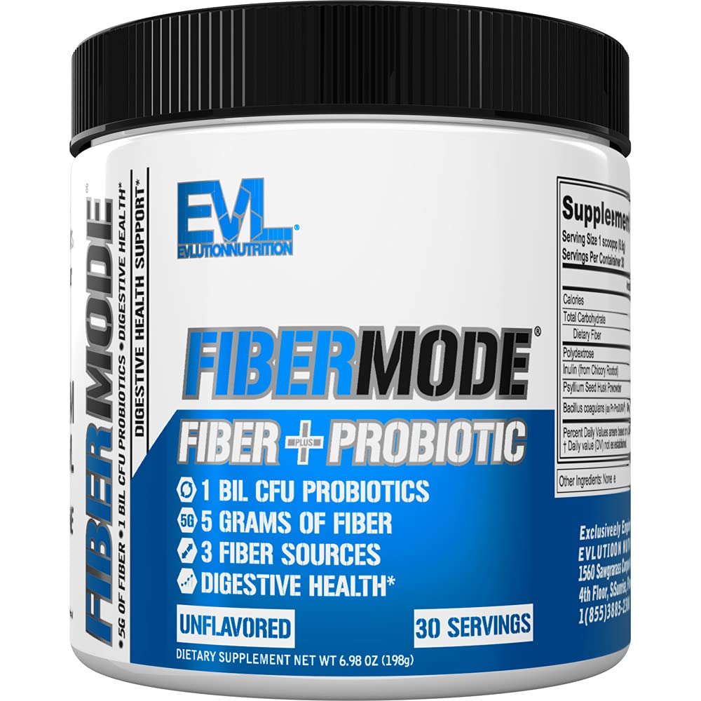 Evulution Nutrition FiberMode - Fiber + Probiotic Powder - Digestieve gezondheid & Immune Support - 1bil CFU Probiotica + 5g Vezel - Glutenvrij & Veganistisch - Ongearomatiseerd - Dieetsupplement - 30 porties