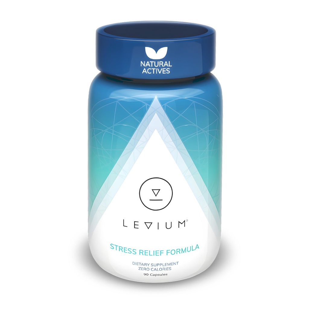 Levium Maximale sterkte Stress Relief Supplement Kalmte en Mood Ondersteuning Supplement met KSM-66 Ashwagandha, GABA, L-Theanine, Magnesium 90 Capsules, 30 dagen levering