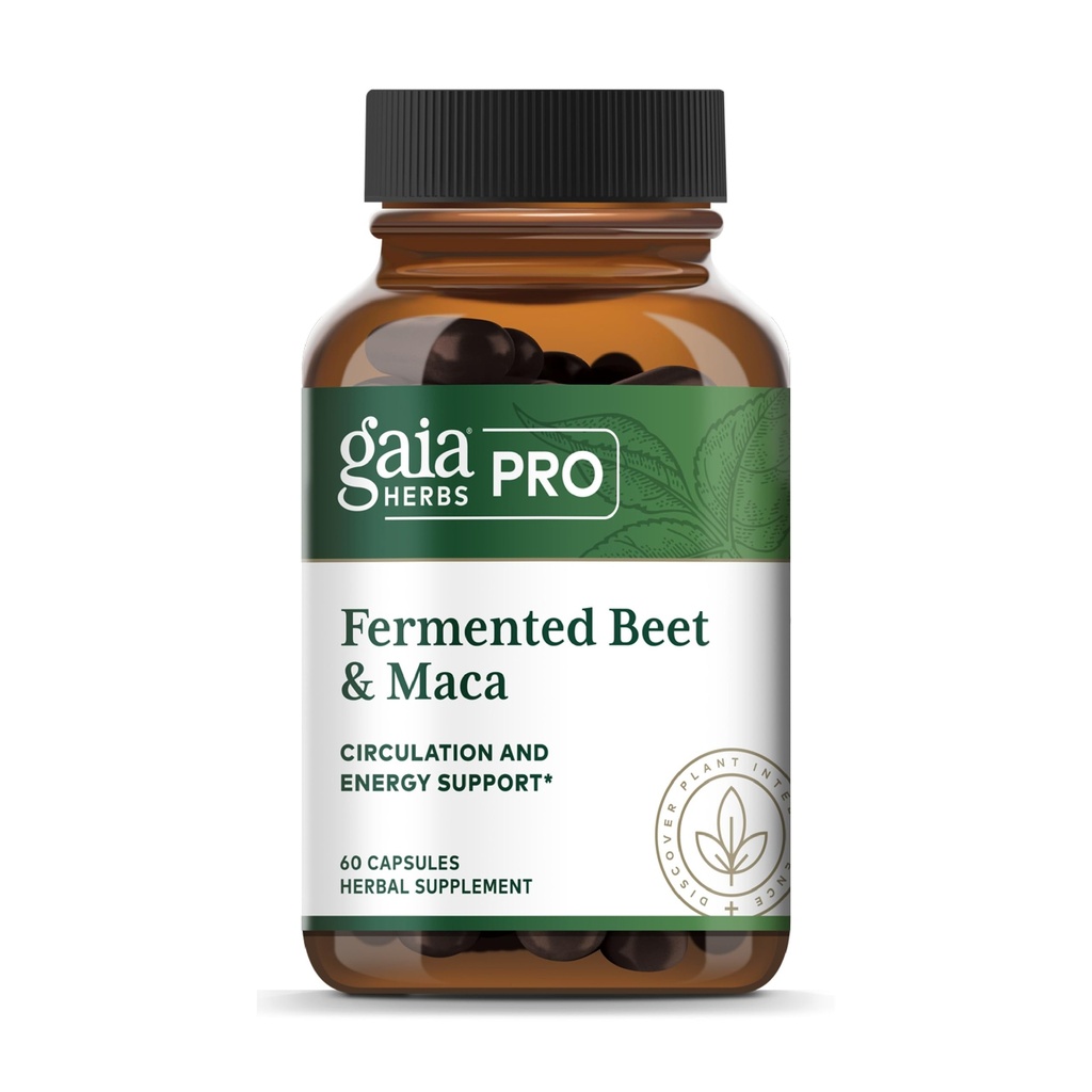 GAIA HERBS PRO Fermented Beet & Maca - Healthy Energy & Circulatie Support Supplement* - Niergezondheidssupplement met bieten- en wortelwortel - Veganistisch, glutenvrij, sojavrij - 60 capsules (30 porties)