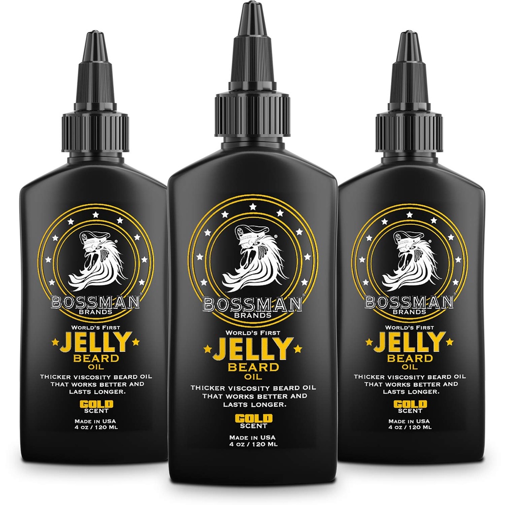 Bossman Jelly Beard Oil voor mannen - 3 Pack (12 oz in Total, Gold Scent)