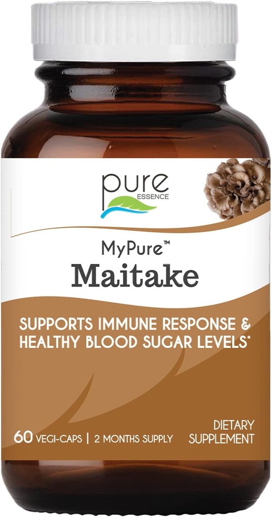 PURE ESSENCE LABS MyPure Maitake Paddestoelen - Geconcentreerde Maitake Mushroom Powder Supplement voor Immune System Support, Stress Relief, Build Energy, Strength Booster voor mannen en vrouwen - 2 maanden levering